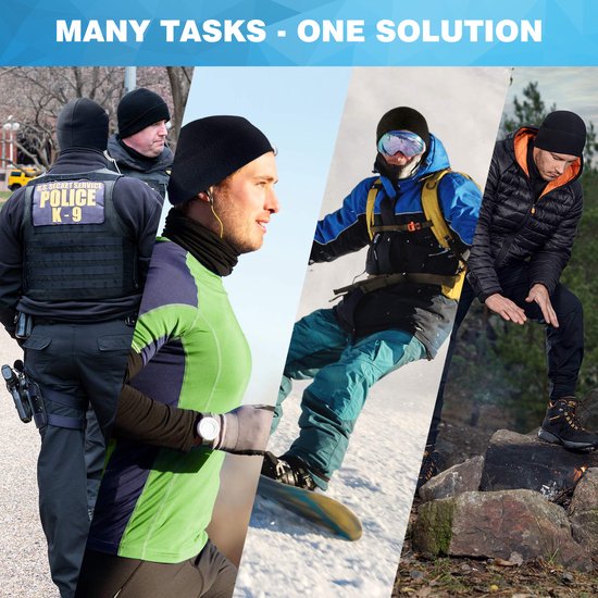 YONO Thermo Muts - Helmmuts Fleece - Fiets Muts voor onder Helm - Heren en Dames - Winter - Zomer - Zwart