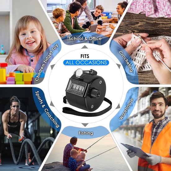 YONO Handteller Klikker - Personenteller - Tally Counter - Klantenteller - Zwart