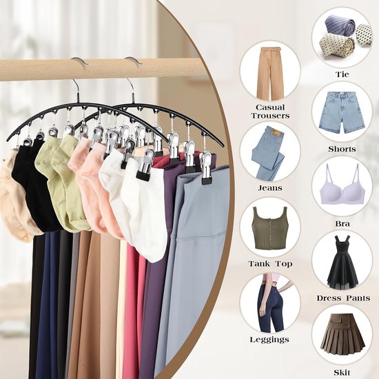 YONO Rokhangers met Knijpers - Legging Hanger Ruimtebesparend - Kledinghanger - Broekhanger