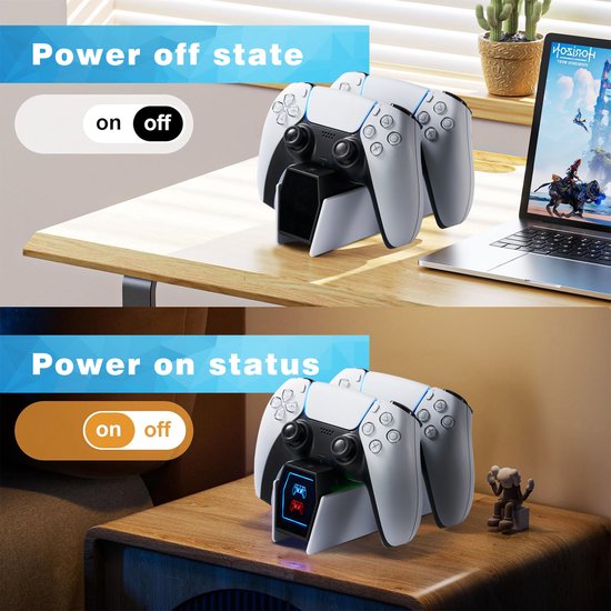 YONO Oplaadstation geschikt voor Playstation PS5 DualSense Controller - Dual Oplader - Charging Dock - Accessoires - Wit
