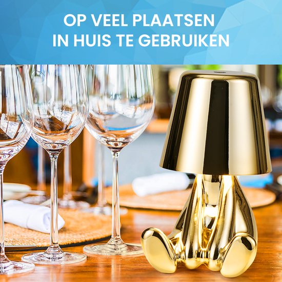 YONO Decoratieve Tafellamp Oplaadbaar - Nachtlampje Slaapkamer - Bureaulamp Woonkamer - Woondecoratie Beelden en Figuren - Wie - Goud