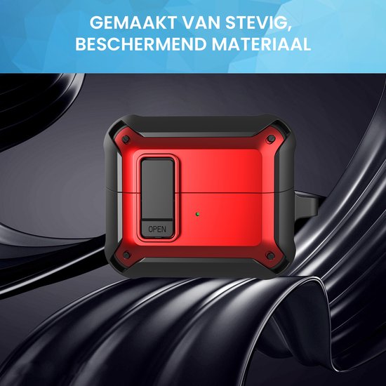 YONO Armor Hard Case geschikt voor Samsung Galaxy Buds 3 - 3 Pro - Hoesje met Lock - Rood