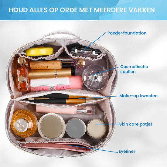 YONO Reis Make Up Tas - Toilettas Etui - Cosmetica Tas - Beauty Case Organizer - Large - Wit