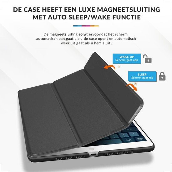YONO Hoes geschikt voor iPad 2017 / 2018 - Air 1 / 2 - 9.7 Inch - Flip Case - Tri Fold Tablet Hoesje – Zwart