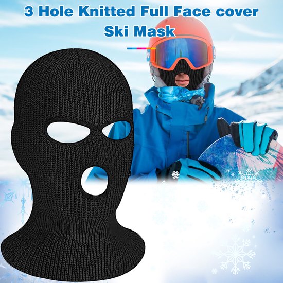 YONO Bivakmuts 3 Gaten - Balaclava Driegaats Muts - Ski Mask - Heren - Dames - Zwart