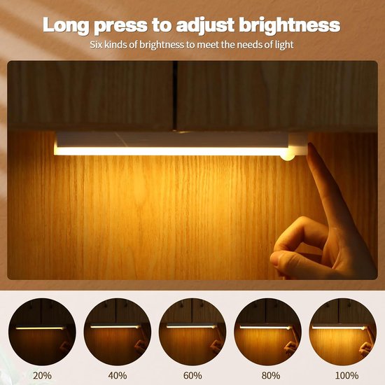 YONO Kastverlichting met Bewegingssensor Oplaadbaar - 10cm - Keukenverlichting Onderbouw Led - Draadloos - Magnetisch Zelfklevend