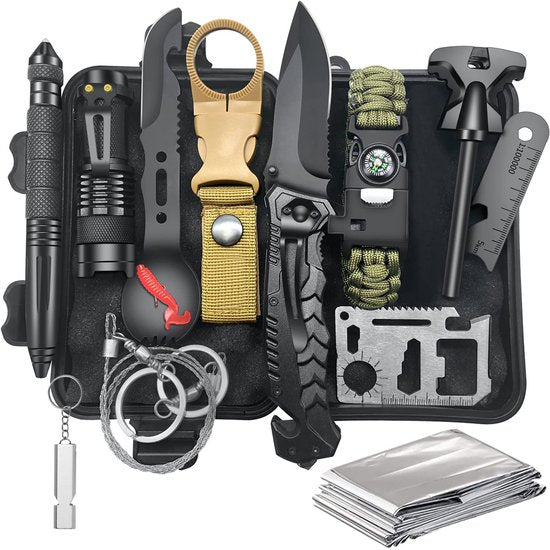 YONO Survival Kit Outdoor M - Mes - Armband - Noodpakket - Nooddeken - 14in1 set