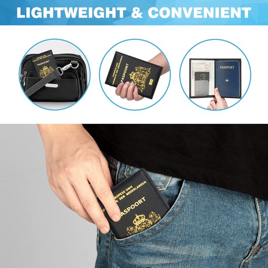 YONO Paspoort Hoesje NL - Paspoorthouder Kunstleer - Houder - Cover - Mapje - Zwart