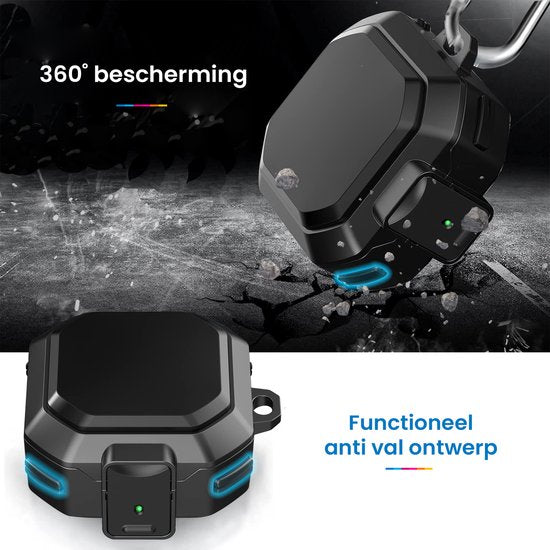 YONO Armor Hard Case geschikt voor Samsung Galaxy Buds 2 Pro (2022) - Galaxy Buds Pro (2021) - Galaxy Buds 2 (2021) - Galaxy Buds Live (2020) - Hoesje met Lock en Clip - Zwart