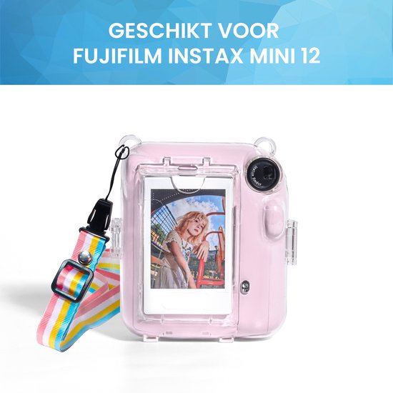 YONO Case geschikt voor Fujifilm Instax Mini 12 – Hoesje met Draagriem – Transparant