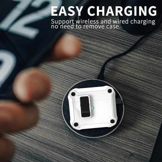 YONO Hoesje geschikt voor Apple Airpods 3 - Hard Case met Lock - Wit