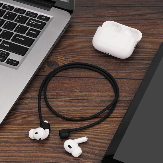 YONO Magnetische Band geschikt voor Apple Airpods - 4 3 2 1 - Pro - Siliconen Koord voor Oordopjes Draadloos - Anti Lost Strap - 80cm - Zwart