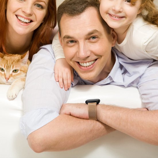 YONO Milanees Bandje geschikt voor Fitbit Versa 4 / Sense 2 – Rose Gold – Small