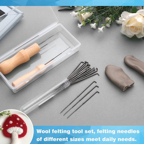 YONO Naaldvilten Pakket - Vilt Naalden - Needle Felting Starterset voor Viltwol - 24 Delig