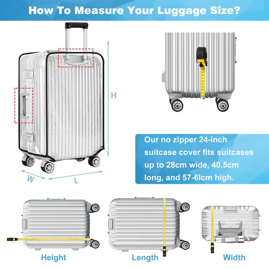 YONO Kofferhoes Transparant - Koffer Beschermhoes - Medium