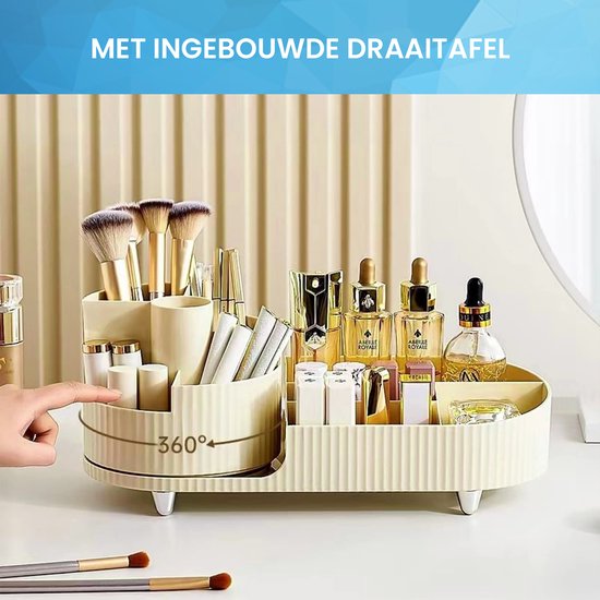 YONO Make Up Organizer Staand - Opbergsysteem voor Skincare / Parfum / Cosmetica / Lippenstift / Nagellak / Beauty Houder - Ivoorkleur