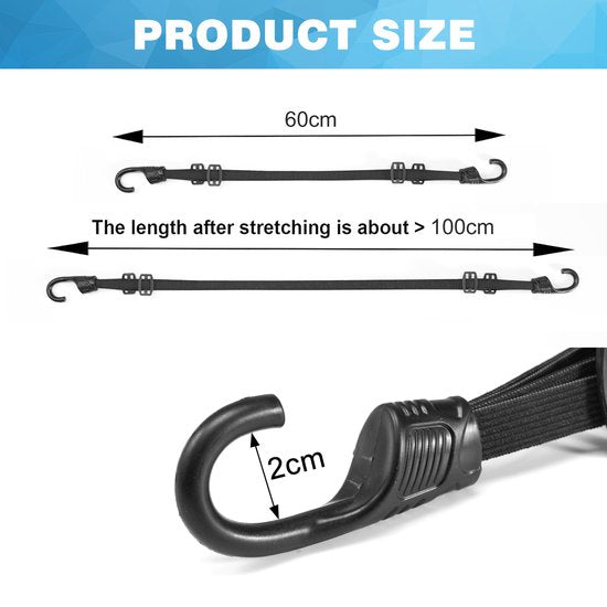 YONO Snelbinder Fiets met Haak - Bagagebinder Universeel - Spin Binder - Spanelastiek - Zwart