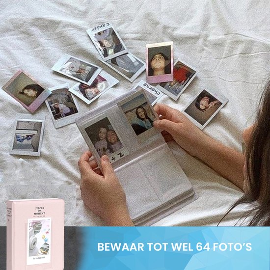 YONO Accessoires Set geschikt voor Fujifilm Instax Mini 12 - Camera Tas met Draagriem - Hoesje en Fotoalbum - Bloesem Roze