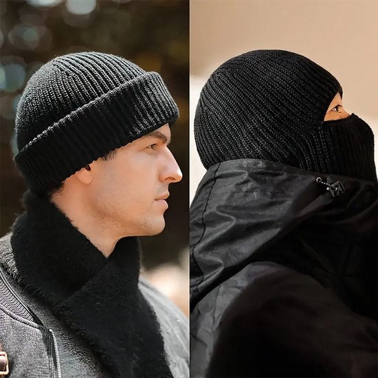 YONO Muts en Balaclava - Beanie en Bivakmuts in 1 - Heren - Dames - Ski Mask Winter - Zwart