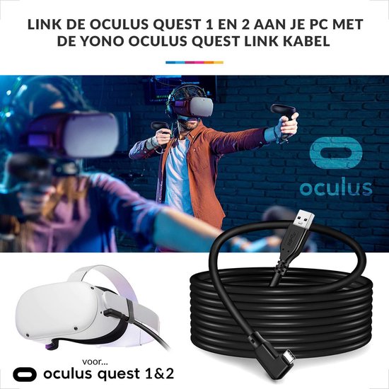 YONO Link Kabel geschikt voor Oculus Quest 2 – Accessoires – 5GBPS USB C Naar USB A 3.0 Meta Quest 2 – 5 Meter