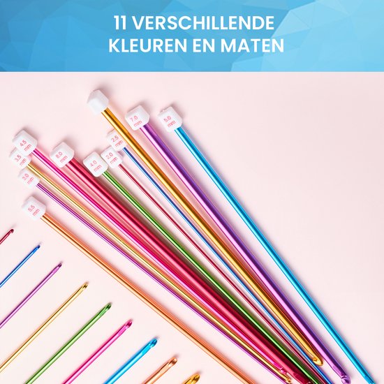 YONO Tunische Haaknaalden - Breinaalden met Knop - Tunisch Haken - Tunisian Crochet - 11 Stuks