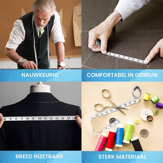 YONO Meetlint Lichaam - Omtrekmeter - 150 cm - Meetlint - Rolmaat - Kleding - Set