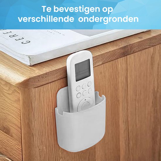 YONO Muur Houder met Plakstrip geschikt voor Afstandsbediening en Telefoon - Wit
