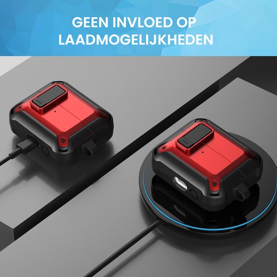 YONO Armor Hard Case geschikt voor Samsung Galaxy Buds 3 - 3 Pro - Hoesje met Lock - Rood
