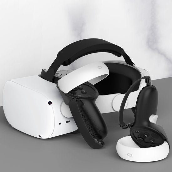 YONO Grip Case met Strap geschikt voor Oculus Quest 2 Touch Controller - Bescherming Cover Accessoires Meta Quest 2 - 2 Stuks - Zwart