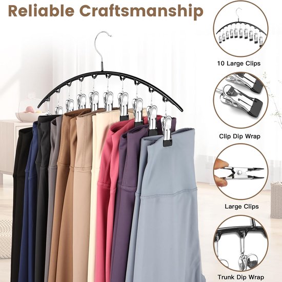 YONO Rokhangers met Knijpers - Legging Hanger Ruimtebesparend - Kledinghanger - Broekhanger