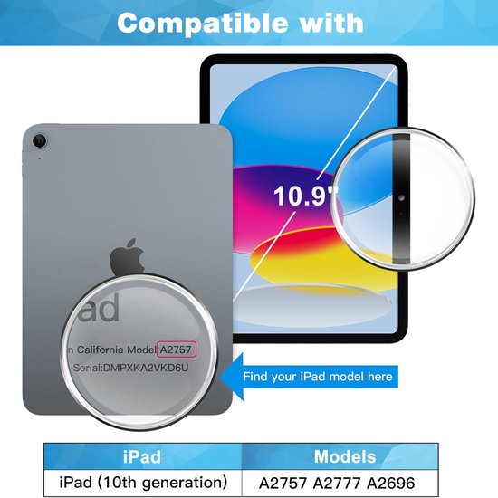 YONO Hoes geschikt voor iPad 10e Generatie - 2022 - 10.9 inch - Case Cover - Tablet Hoesje - Lichtblauw