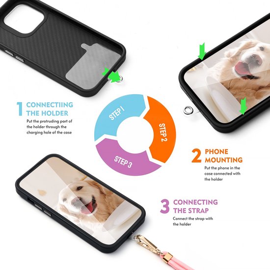 YONO Telefoonkoord Universeel - Nylon Telefoon Ketting Verstelbaar - Lichtroze