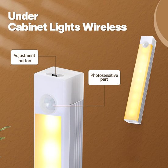 YONO Kastverlichting met Bewegingssensor Oplaadbaar - 10cm - Keukenverlichting Onderbouw Led - Draadloos - Magnetisch Zelfklevend
