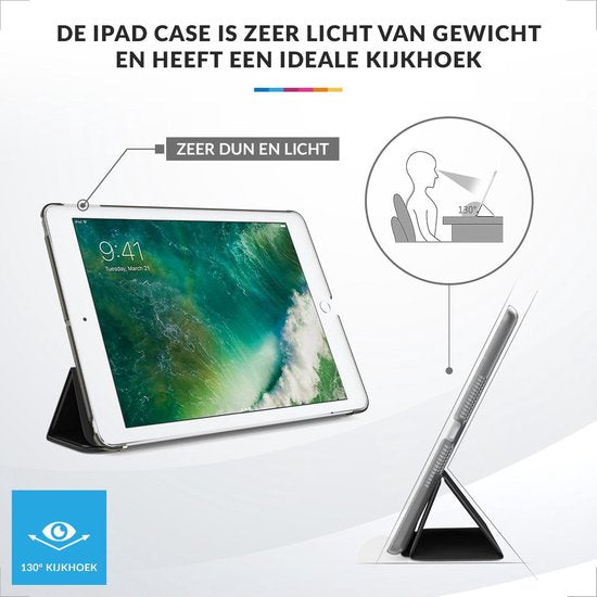 YONO Hoes geschikt voor iPad 2017 / 2018 - Air 1 / 2 - 9.7 Inch - Flip Case - Tri Fold Tablet Hoesje – Zwart