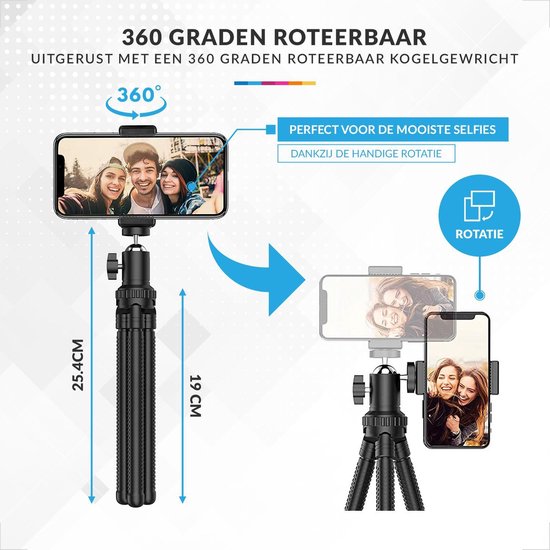 YONO Tripod Smartphone Statief met Afstandsbediening - Driepoot Standaard geschikt voor GoPro en Camera - Universeel - Flexibel