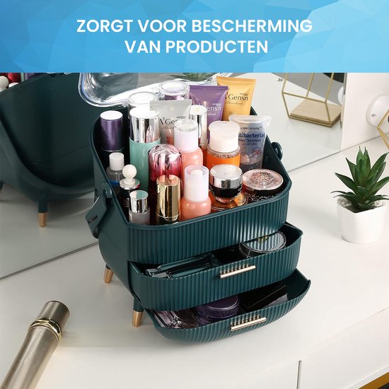 YONO Make Up Organizer Ladekast - Opbergdoos voor Skincare en Sieraden - XL - Donkergroen