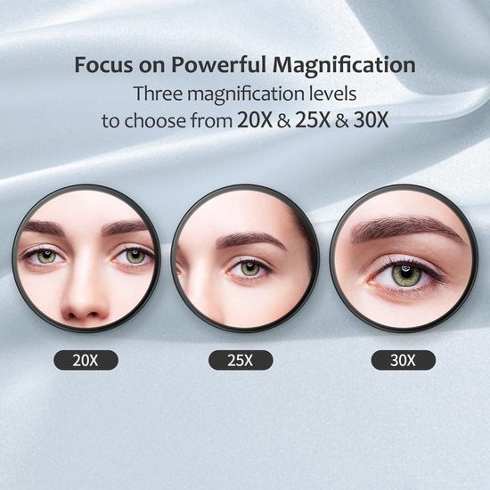 YONO Vergrootspiegel met Zuignap - Mini Make Up Spiegel - 30x Vergroting - Reisspiegel - Pincet Epileer - Zwart