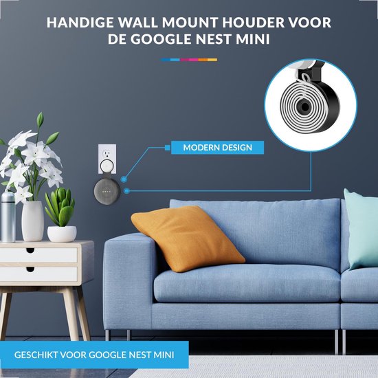 YONO Houder geschikt voor Google Nest Mini – Wall Mount – Zwart