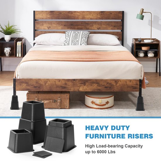 YONO Meubelverhogers - 8 Verhogers Stapelbaar - Bedverhoger - Tafelverhoger - Tafelpoot - Meubel Verhoger - Zwart
