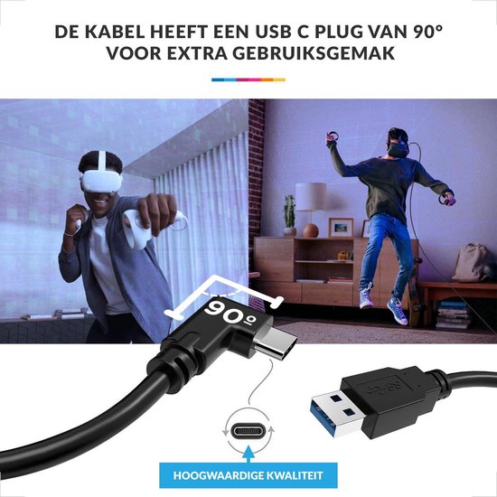 YONO Link Kabel geschikt voor Oculus Quest 2 – Accessoires – 5GBPS USB C Naar USB A 3.0 Meta Quest 2 – 5 Meter