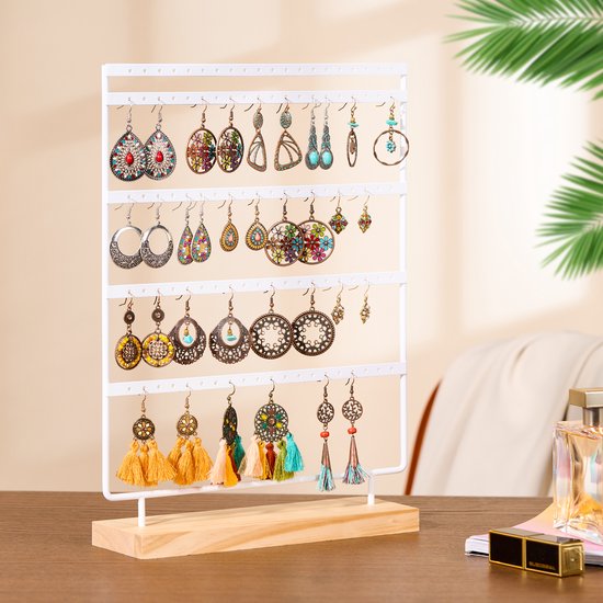 YONO Oorbellenrekje - Sieradenrekje - Oorbellen Organizer - Sieradenhouder - Opbergen - 100 gaatjes - Wit