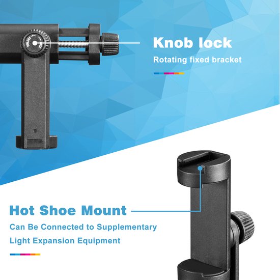 YONO 360º Draaibare Telefoonhouder voor Statief - Universeel met Cold Shoe Mount - Voor Smartphones tot 7 Inch - Zwart