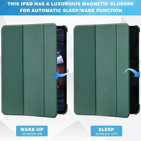 YONO Hoes geschikt voor iPad Air 2024 - 11 Inch - iPad Pro 2022 - 2021 - Case Cover - Tablet Hoesje - Donkergroen