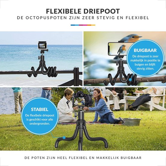 YONO Tripod Smartphone Statief met Afstandsbediening - Driepoot Standaard geschikt voor GoPro en Camera - Universeel - Flexibel
