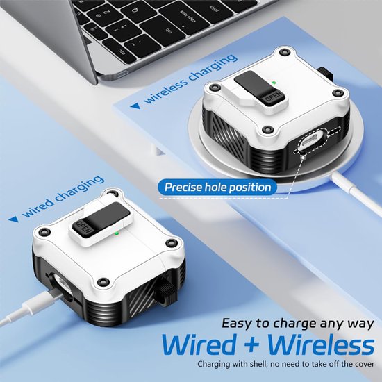 YONO Hoesje geschikt voor Airpods 4 - Case - Lock - Wit