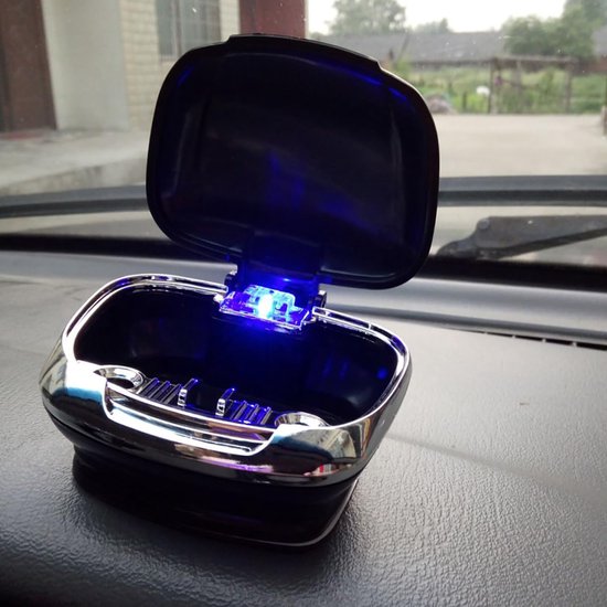 YONO Auto Asbak met Led - Zelfklevend - Deksel - Autoasbak - Zwart