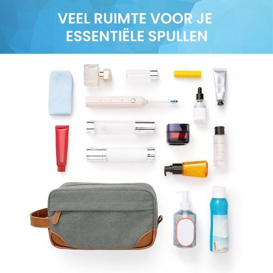 YONO Toilettas Heren - Travel Organizer Etui - Oxford Stof - Lichtgrijs