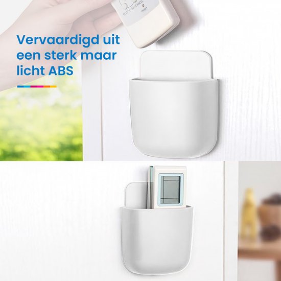 YONO Muur Houder met Plakstrip geschikt voor Afstandsbediening en Telefoon - Wit