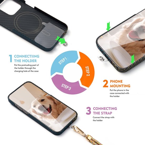 YONO Telefoonkoord Universeel - Nylon Telefoon Ketting Verstelbaar - Multicolour