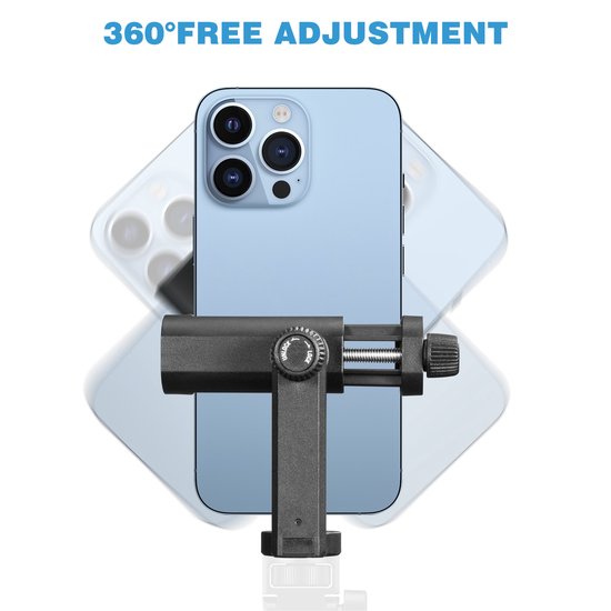 YONO 360º Draaibare Telefoonhouder voor Statief - Universeel met Cold Shoe Mount - Voor Smartphones tot 7 Inch - Zwart